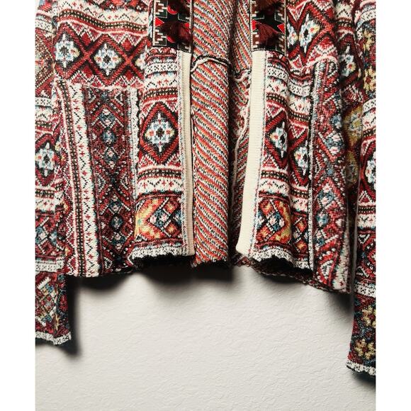 NEW Peck & Peck Wool Blend Tapestry Sweater Cardigan Sz L Tassel Hook Close Boho - Picture 8 of 14